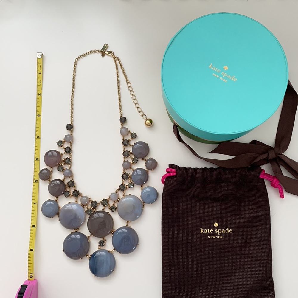 Kate Spade gray “mood stone” bib necklace (EUC)